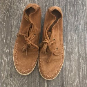 Brown leather ankle boots